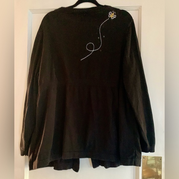 Vintage Quacker Factory Sweater 2X Embellishments Embroidered Bees FLAWS** - Picture 4 of 10